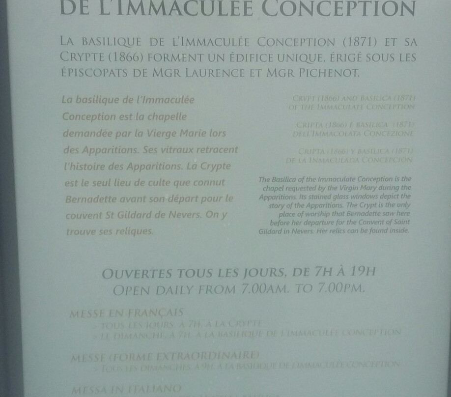 Crypte de la Basilique de l’Immaculee Conception.景点图片