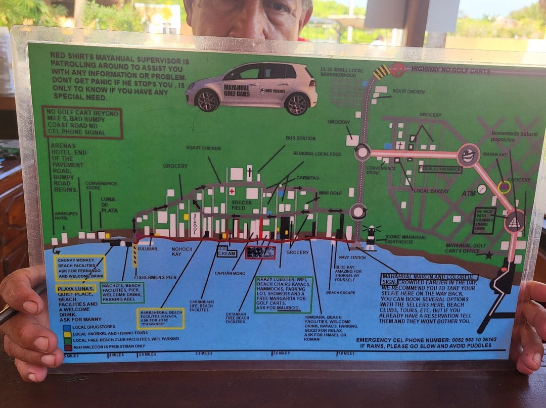 Mayahual Red Shirts Golf Carts-Mahahual必去景点