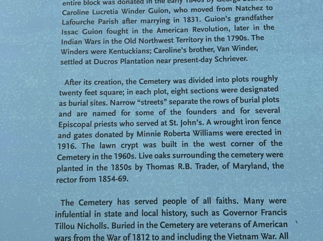 St. John's Historic Cemetery-Thibodaux必去景点