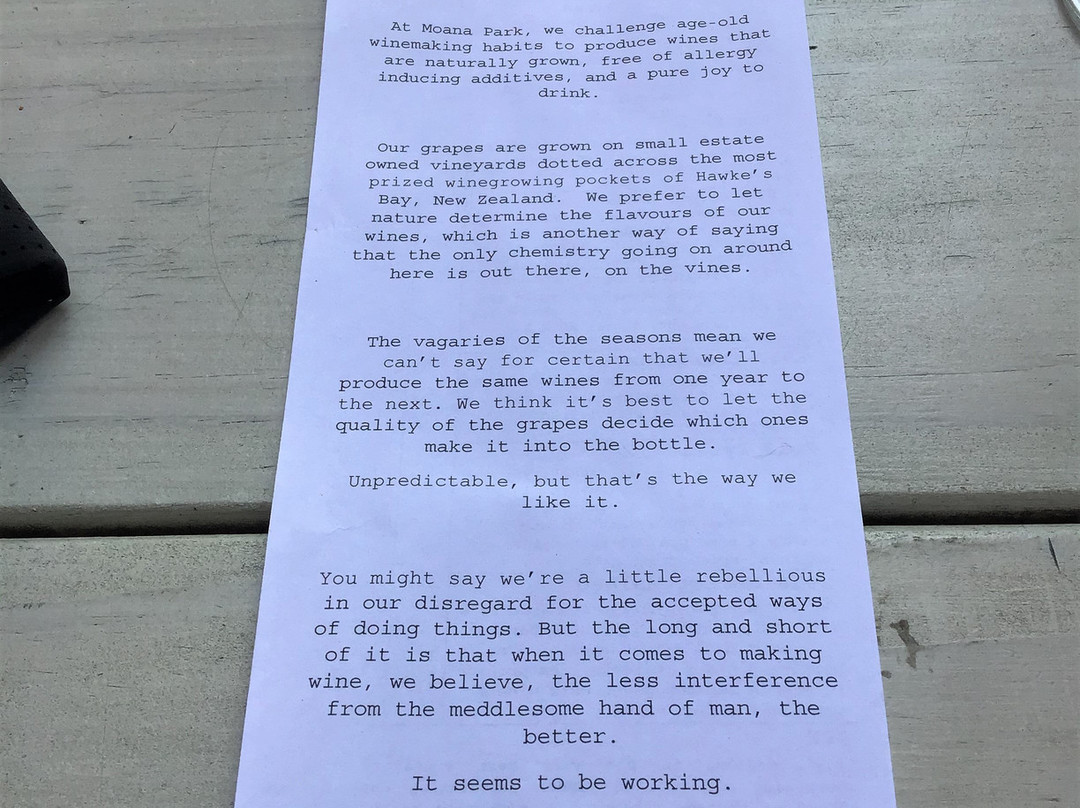 Moana Park Estate Winery-Puketapu必去景点