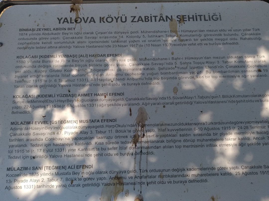 Yalova Koyu Zabitan Sehitligi-Eceabat必去景点