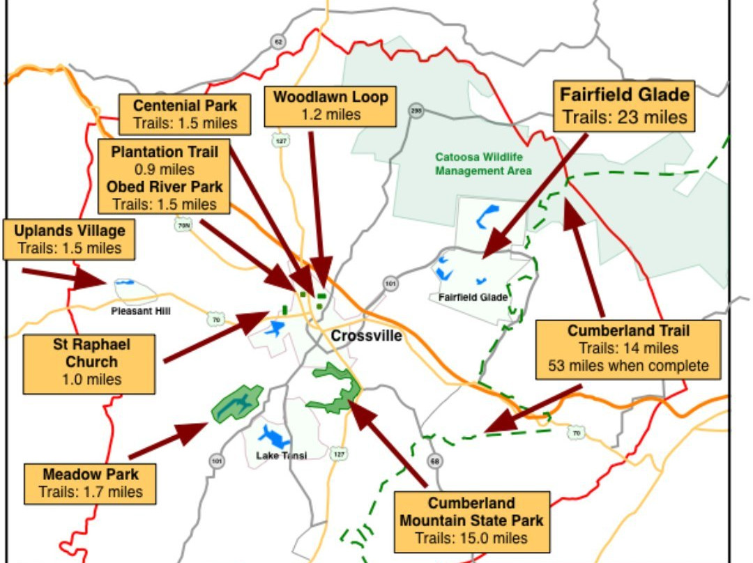 Cumberland Trail-Crossville必去景点