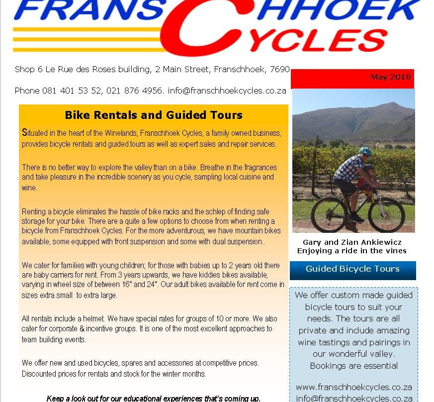 Franschhoek Cycles-法兰舒克必去景点