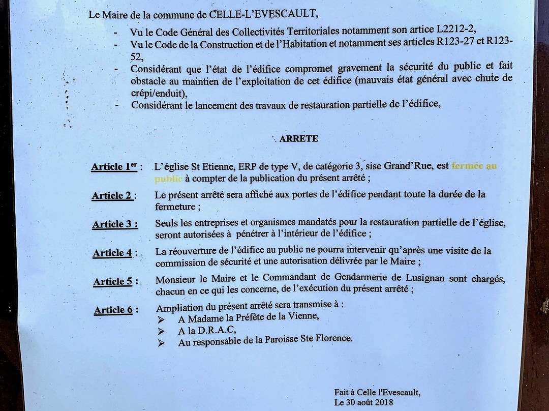 Eglise Saint-Etienne-Celle-Levescault必去景点