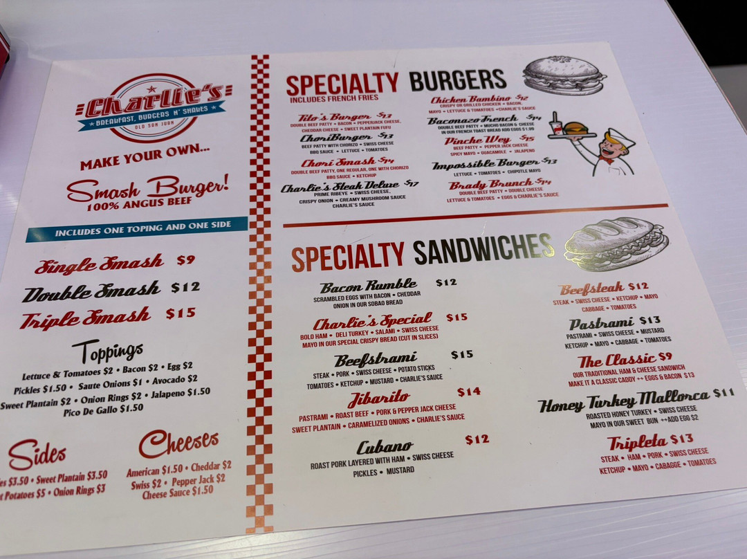 Charlie's Breakfast, Burgers N' Shakes Old San Juan