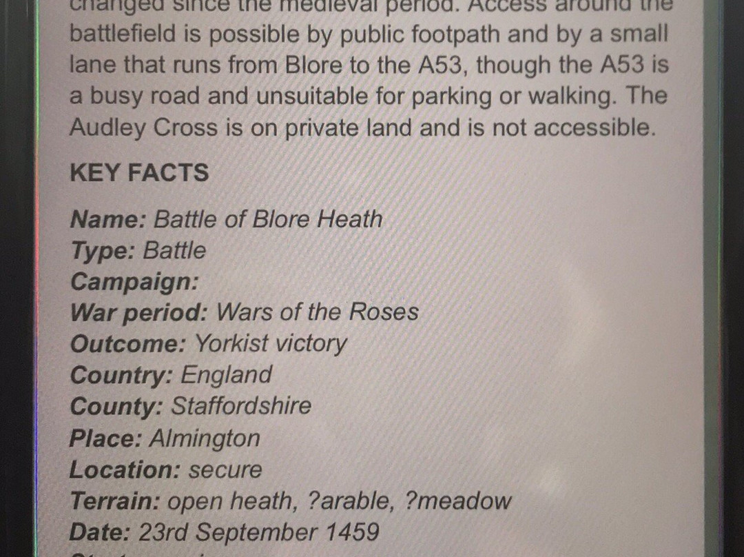 Bloor Heath Battlefield-Market Drayton必去景点