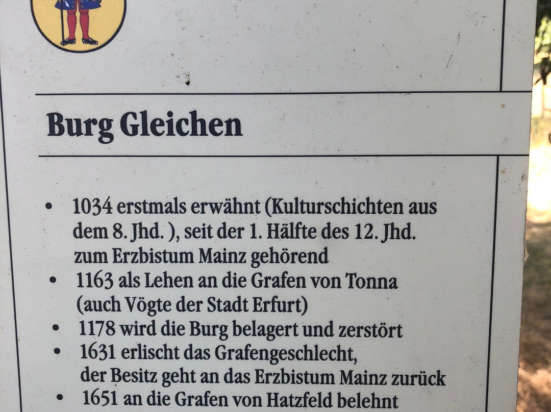 Burgruine Gleichen-Wandersleben必去景点