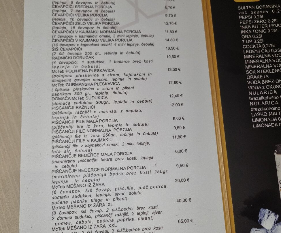 Ćevabdžinica McTeb Maribor