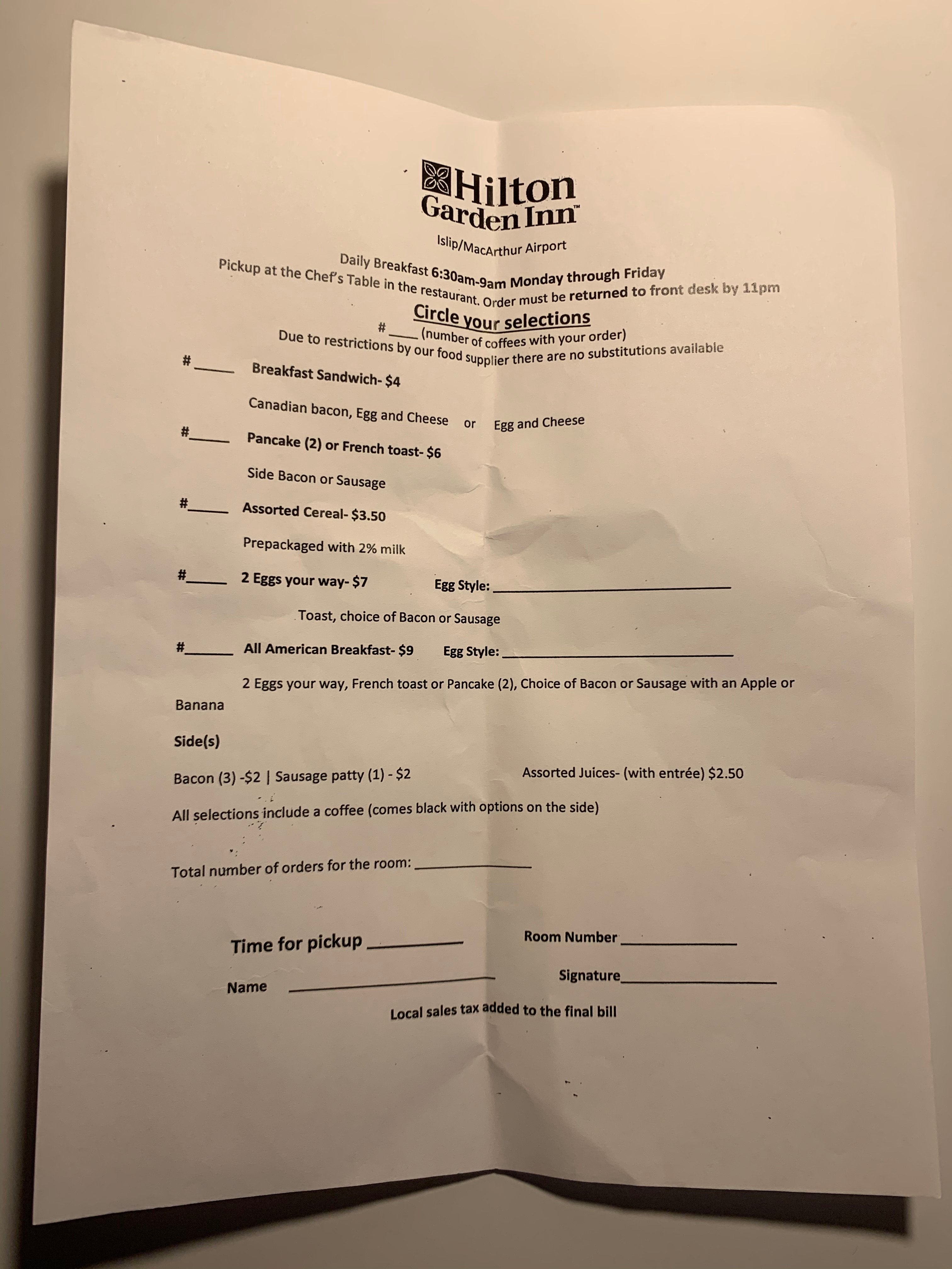 艾斯利普麦克阿瑟机场希尔顿花园酒店-餐饮