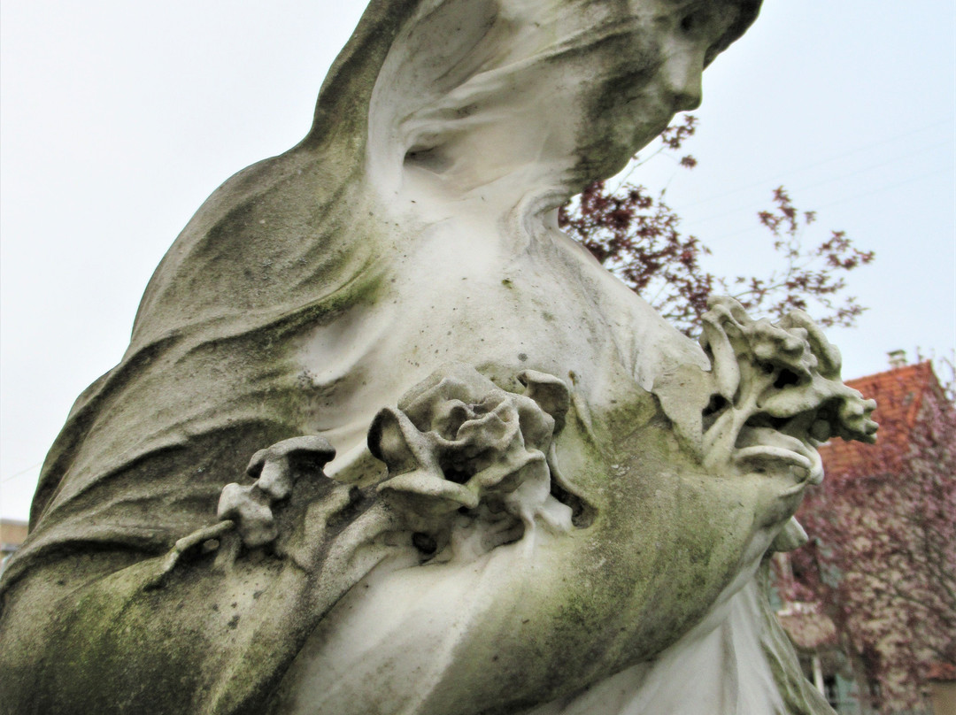 Jeune femme jetant des fleurs