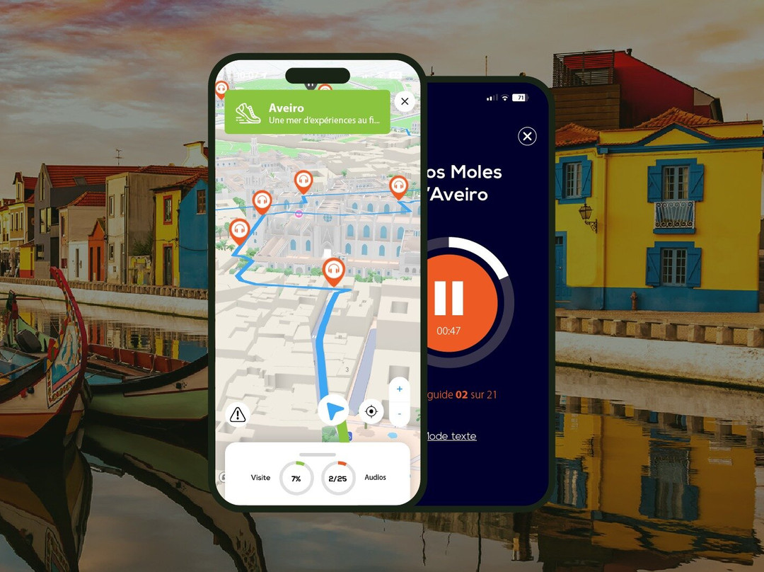 Aveiro Visite audioguidée à pied 1h20 et 18 commentaires audios