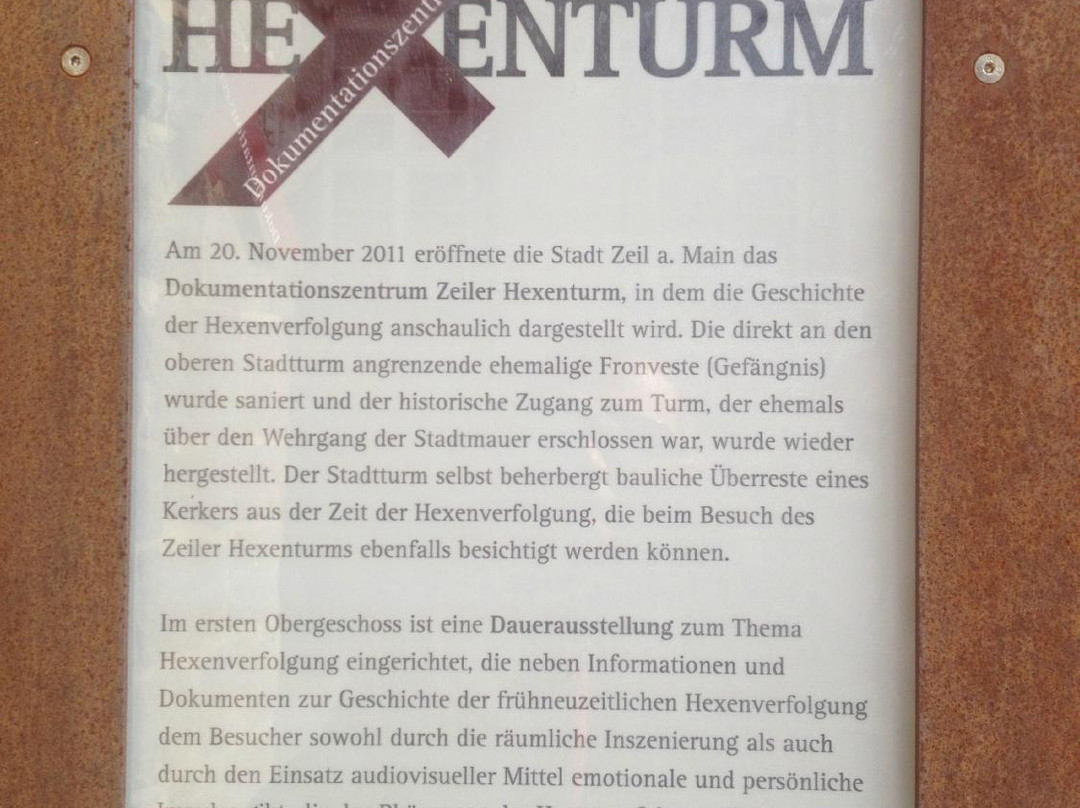 Hexendokumentationszentrum - Hexenturm-Zeil am Main必去景点