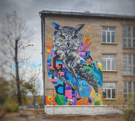 Owl Of Wisdom - Mural Painting