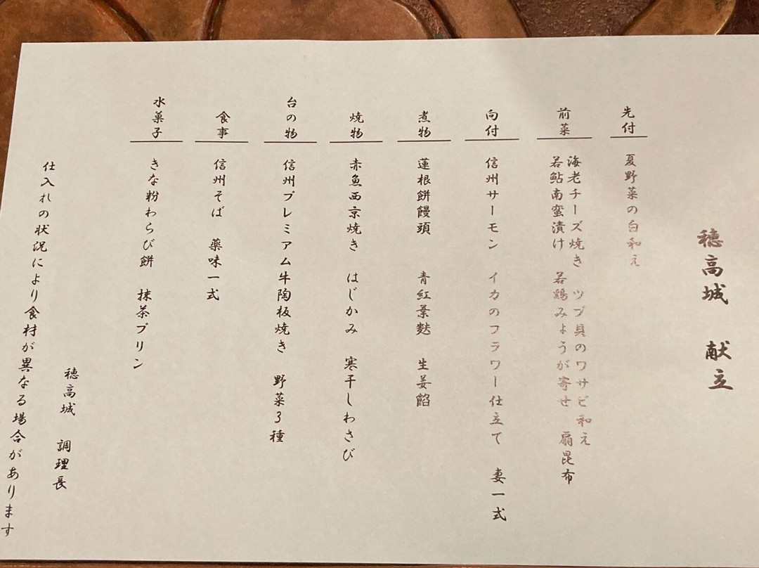 穗高温泉御宿町穗高城主图