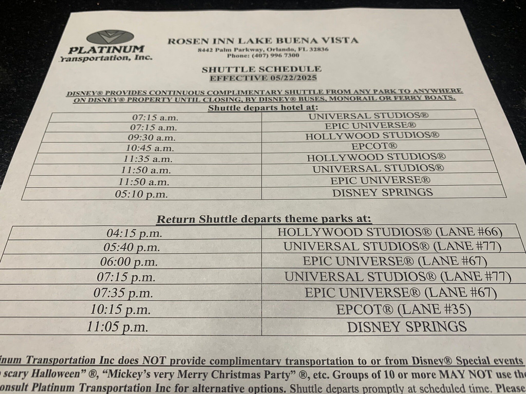 FCN7 Platinum Transportation-奥兰多必去景点