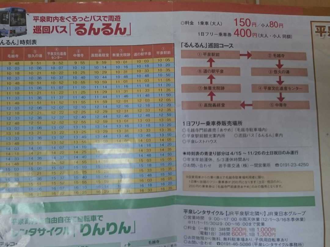 Hiraizumicho Cyclic Bus Runrun-平泉町必去景点