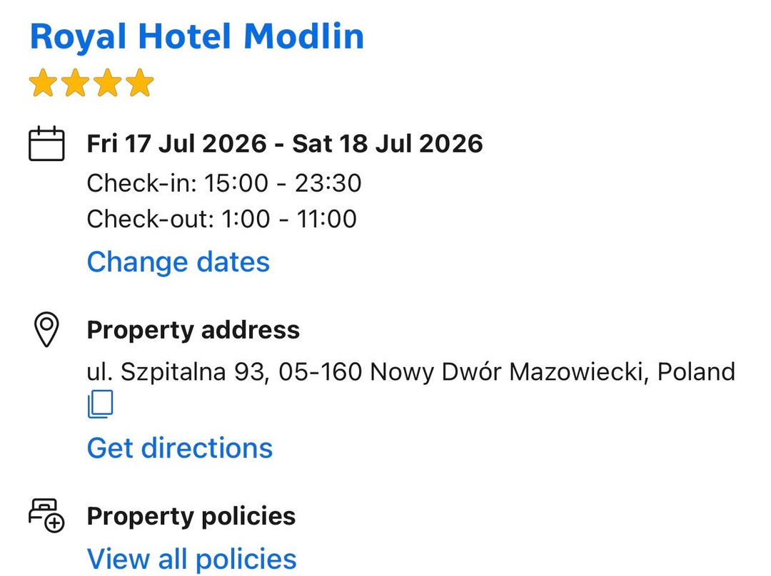Nowy Dwor Mazowiecki酒店住宿-Royal Hotel
