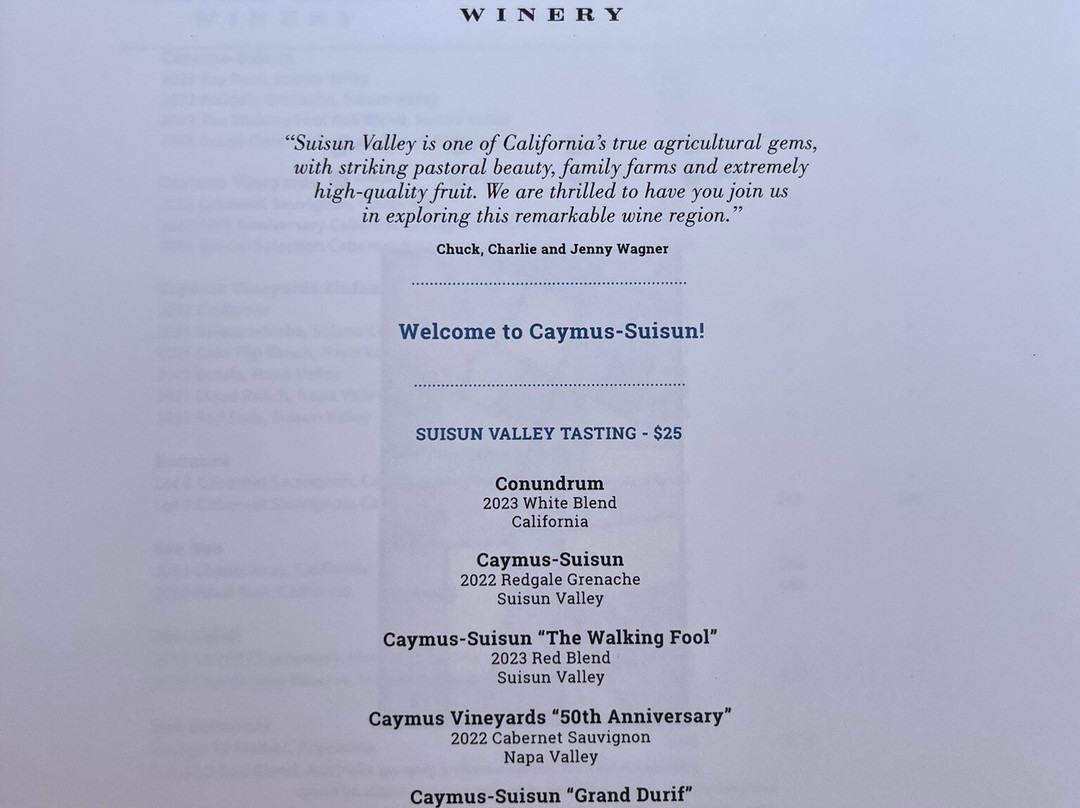 Caymus-Suisun Winery-费尔菲尔德必去景点