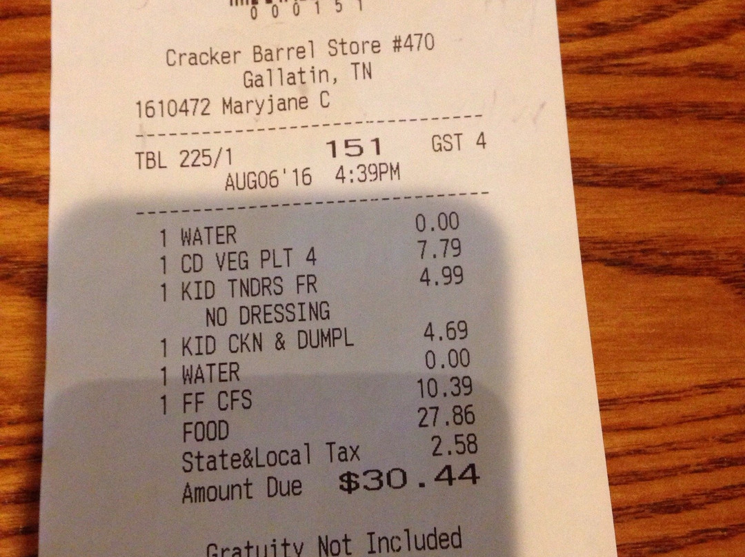 Gallatin餐馆和美食-Cracker Barrel