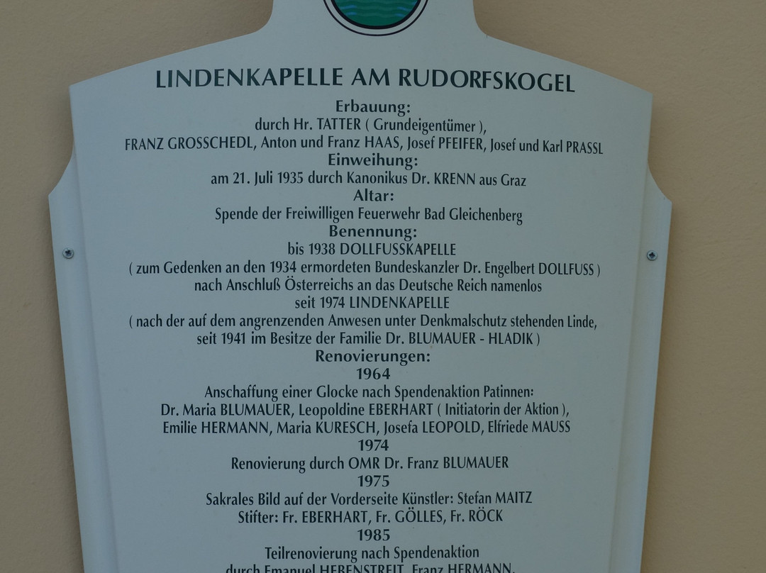 Lindenkapelle am Rudorfkogel-泉格莱兴山必去景点