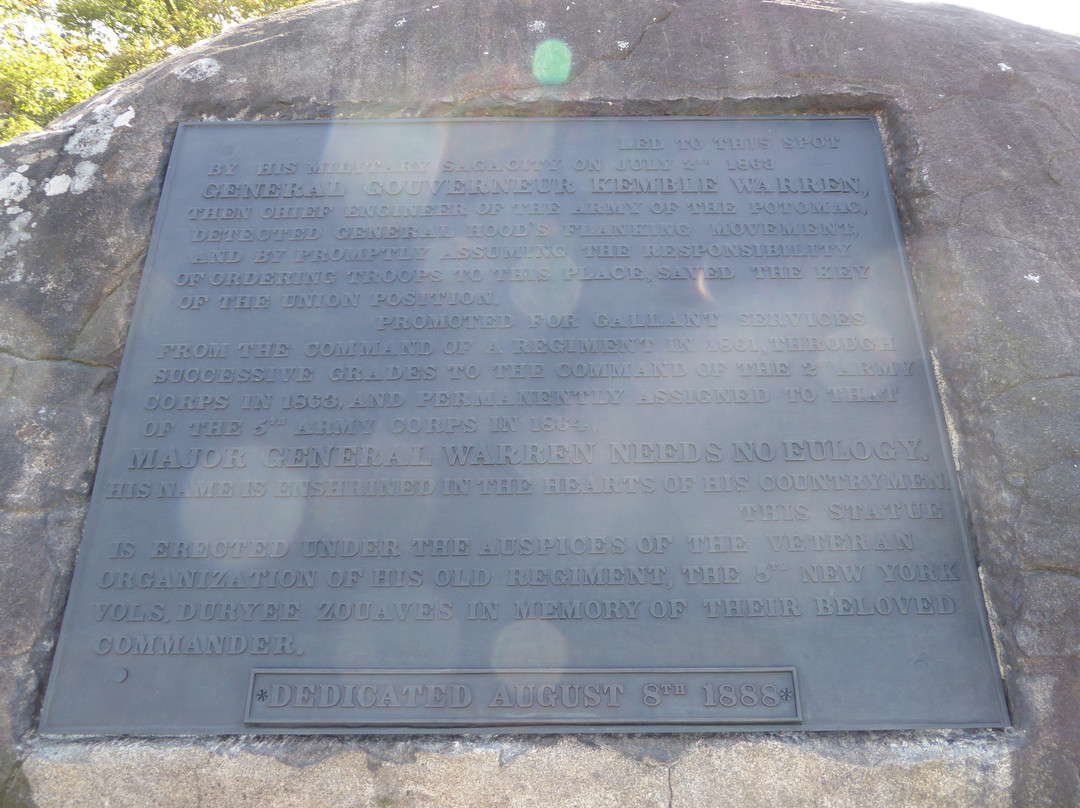 Monument to Brigadier General Gouverneur Kemble Warren-葛底斯堡必去景点