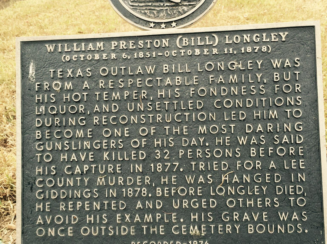 Bill Longley Historical Marker - Giddings City Cemetery景点图片