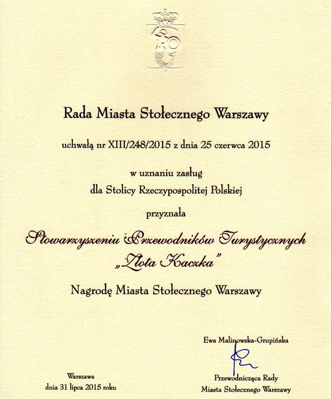 "Złota Kaczka" Tourist Guide Association-华沙必去景点