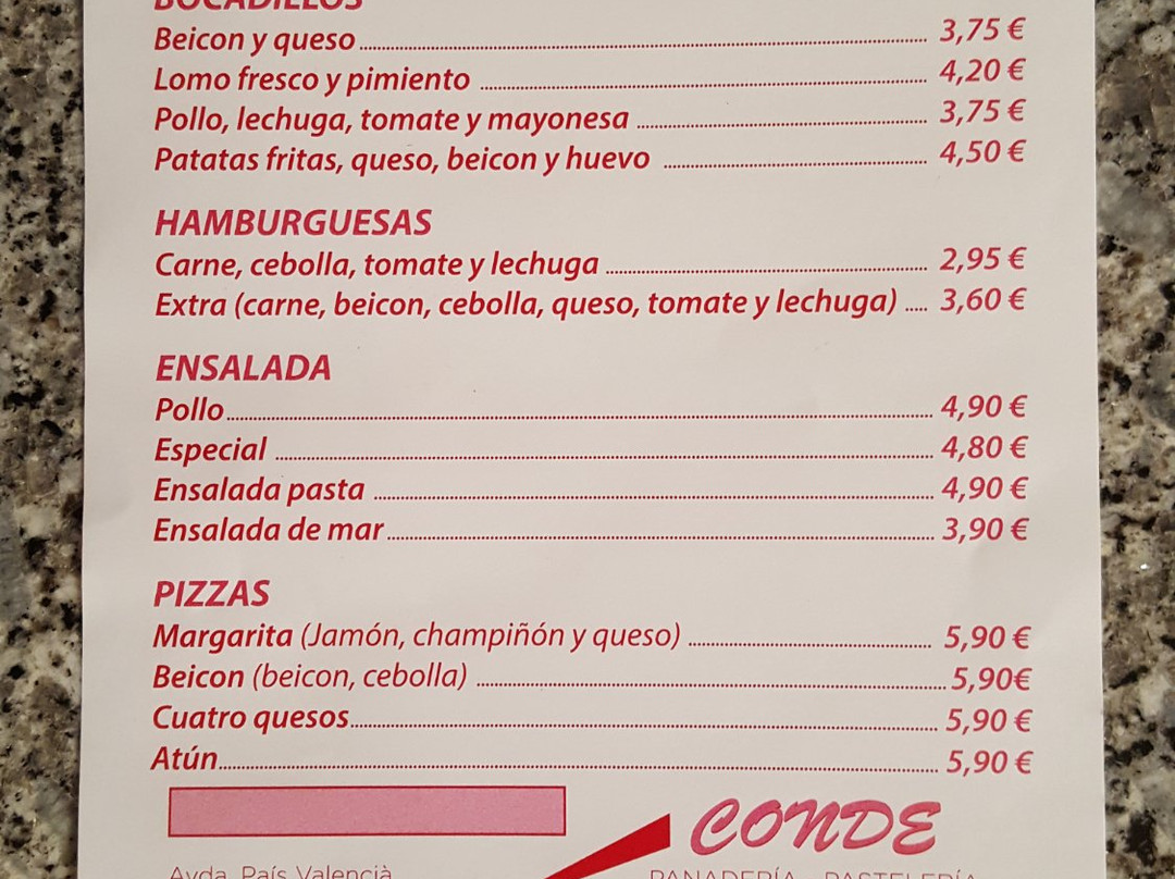 Conde pasteleria comida para llevar
