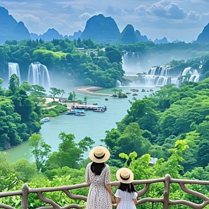 广西崇左+德天跨国瀑布景区+明仕田园+通灵大峡谷+浩坤湖5日4晚拼小团