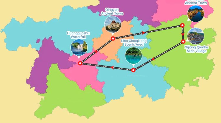 5-day 4-night · Group Tours · Huangguoshu Waterfall + Xijiang Qianhu Miao Village + Libo