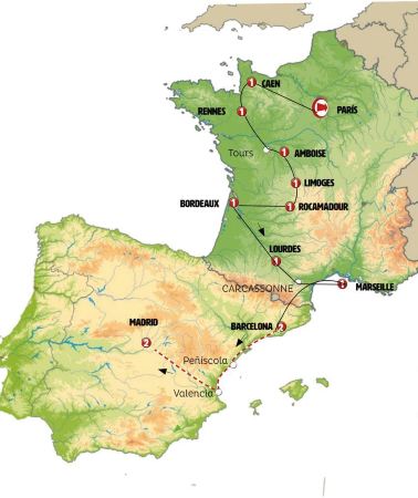 13D12N • Normandy, all of France and Spain