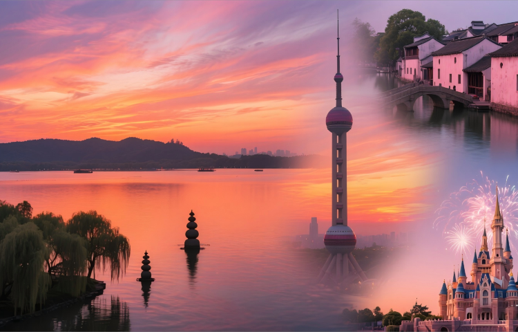 10-day 9-night · Private tours · Shanghai + Shanghai Disney Resort + Lingshan Giant Buddha + Tiger Hill(Huqiu) Scenic Area + XITANG HISTORIC TOWN OF CHINA + West Lake + Huangpu River Cruise(Shiliupu Pier) · From the ethereal northern shore of Taihu Lake to the enchanting scenery of West Lake, from the gentle night views of water towns to the bustling riverside of the Huangpu River, this travel product will immerse you in the experience of "Above is heaven; below are Suzhou and Hangzhou" — the renowned praise for the region's unparalleled beauty.