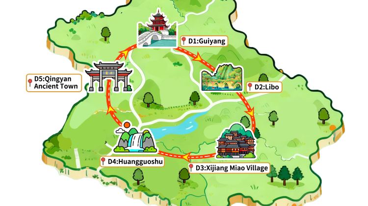 5-day 4-night · Group Tours · Huangguoshu Waterfall + Libo + Xijiang Qianhu Miao Village