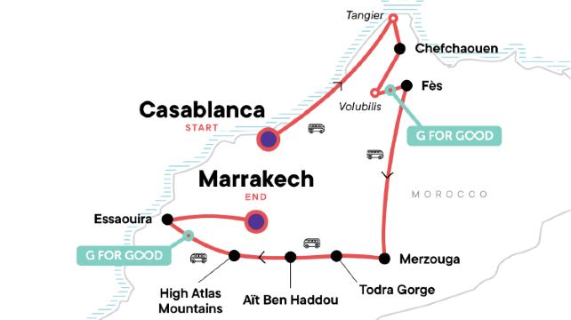 15-Day Highlights of Morocco Tour·Marrakech, Chefchaouen, Fès, Merzouga, Todra Gorge,  Essaouira, Aït Ben Haddou | High Atlas Mountains