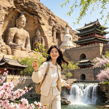 云冈石窟+应县木塔景区+悬空寺+五台山+平遥古城+山西王家大院+小西天+山西黄河壶口瀑布旅游区+忻州雁门关景区6日5晚跟团游