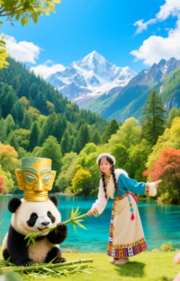 九寨沟+三星堆博物馆+都江堰+青城山+成都大熊猫繁育研究基地4日3晚拼小团图片