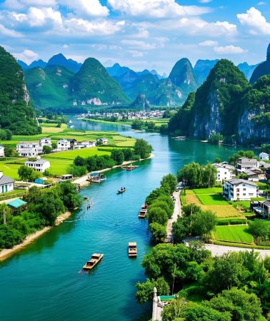 8D7N • China + Guangxi + Nanning + Detian Transnational Waterfall Scenic Spot + Tongling Grand Canyon + Weizhou Island + Beihai + Guilin + Li River + Yangshuo + Longji Rice Terraces