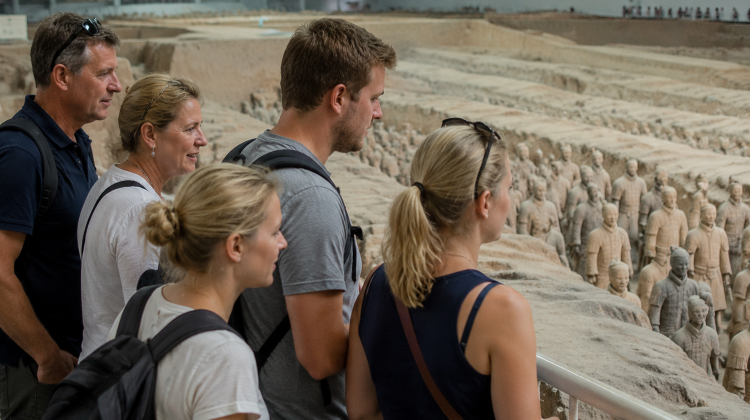6D5N · Group Tours · 5d4n-Peaks of Nature to the ranks of Army, a complete Xi'an journey-Mount Hua-Terracotta Warriors-Hand made-Museum-Performance-Muslim Quarter-Hanfu Experience -City Wall·No shopping, includes guide, free transfer, 5-diamond hotels. Additional activities include The Romantic Show of Xi'an, one-day free tour of Mount Hua and traditional local cuisine.