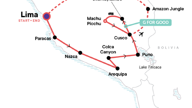 Machu Picchu by Train | 21-Day Absolute Peru Tour from Lima · Paracas, Nazca, Arequipa, Colca Canyon, Puno, Cusco, Ollantaytambo, Machu Picchu, Amazon Jungle