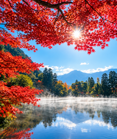 5D4N • Japan Kyushu fall foliage premium small-group tour, Yabakei & Yufuin & Lake Kinrin & Beppu Onsen & Yanagawa river cruise & Fukuoka independent tour