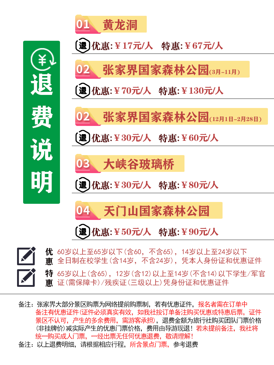 张家界+武陵源+天门山+凤凰4日3晚跟团游(4钻)