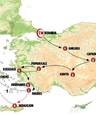 17D16N • Great Turkey, Rhodes and Crete End Athens