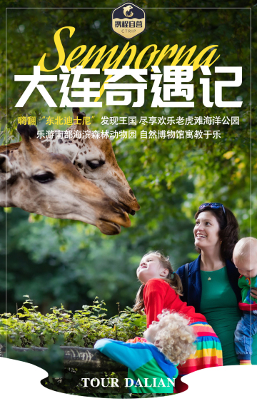 大连老虎滩海洋公园大连森林动物园大连海昌发现王国主题公园5日4晚