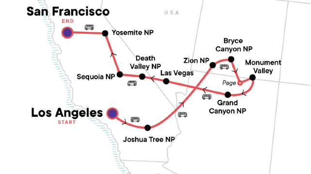 16-Day Ultimate National Parks Adventure·Zion, Bryce Canyon, Grand Canyon, Yosemite & Sequoia | Monument Valley 