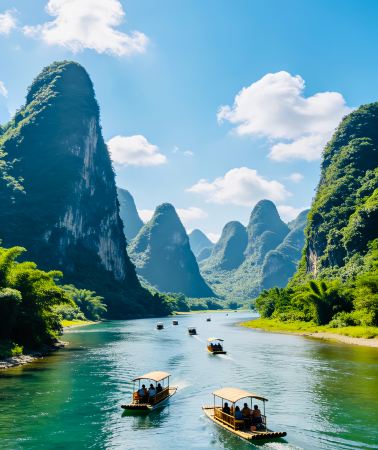2D1N • Yangshuo: Li River bamboo rafting & the 20-yuan banknote scenic spot + Poetic ten-mile gallery + century-old Fuli Bridge + Xianggong Mountain Li River karst views
