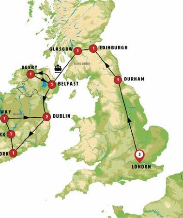 16D15N • Great British Route and Ireland from North to South with London, Ending in Dublin