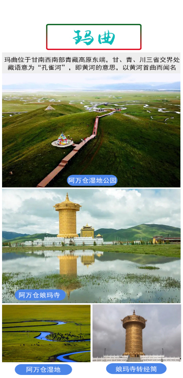 湿地 宁玛寺 莲宝叶则景区 黄河九曲第一湾 红原—若尔盖大草原8日7晚