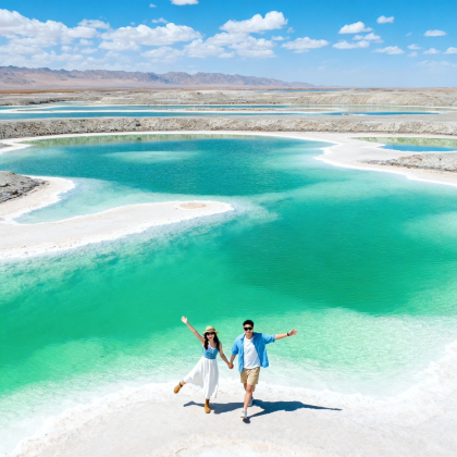 青海湖景区+茶卡盐湖+莫高窟+张掖+鸣沙山月牙泉+乌素特水上雅丹地质公园8日7晚私家团