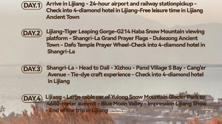 4D3N · Group Tours · Lijiang + Shangri-La + Dali City + Yulong Snow Mountain