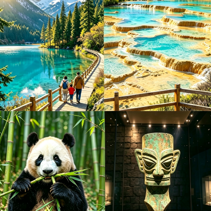 成都+九寨沟+黄龙风景名胜区+都江堰+三星堆博物馆6日5晚私家团